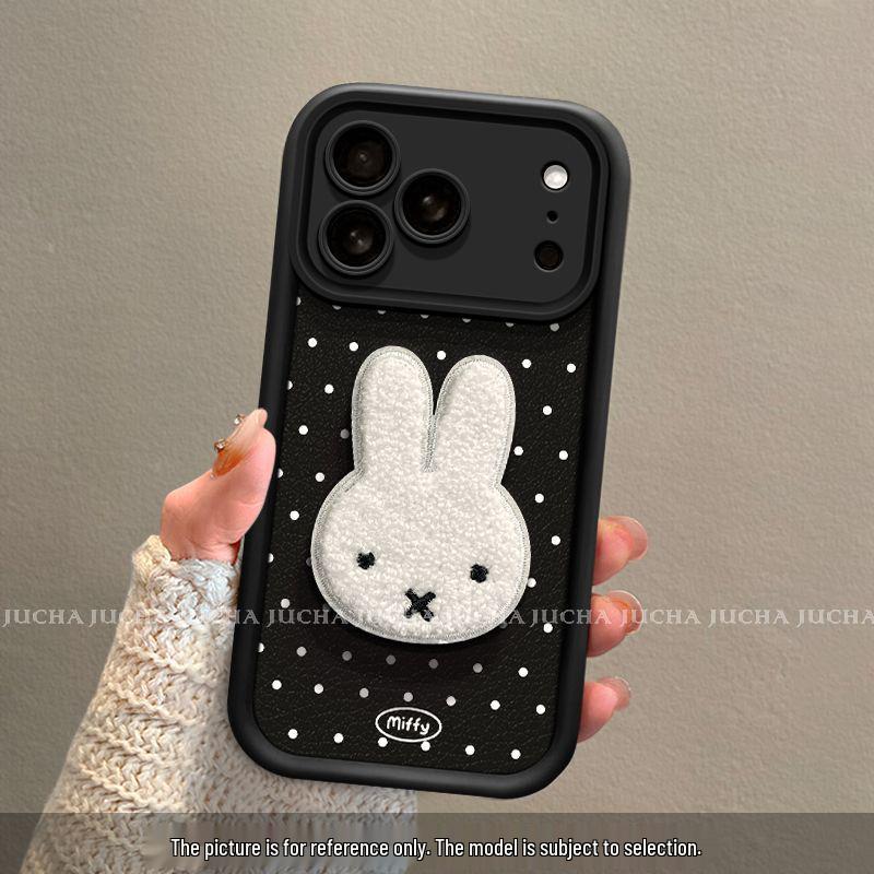 Miffy Rabbit Polka Dot Phone Case: Compatible with iPhone 15, 16 Pro Max, 17. Features a high-end, simple design.