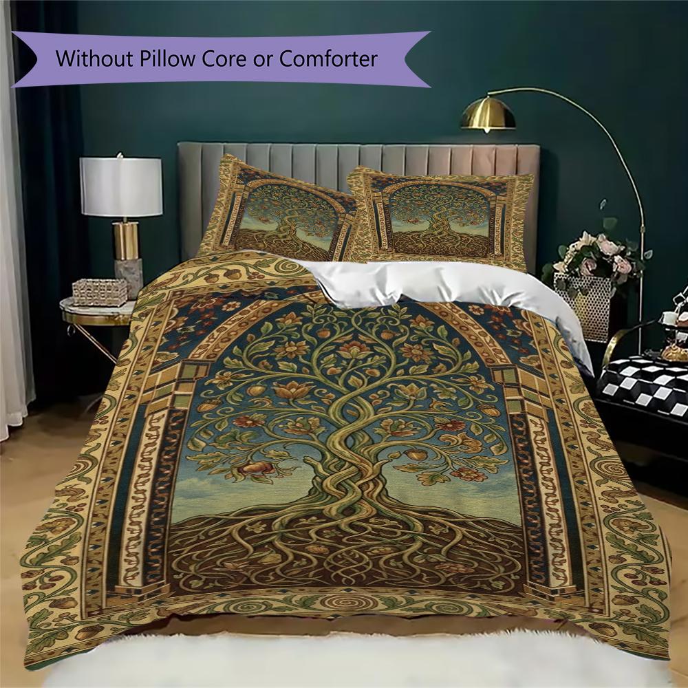 Tree of Life Pattern Bedding uilt Set uilt Cover Pillowcase Home Decoration Birthday Gift (1 * duvet cover + 2 * pillowcase without core)146