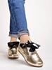 Shoetopia Women Dress Shoes Stylish Metallic Flats with Black Bow Detail, Perfect for Formal & Casual Occasions