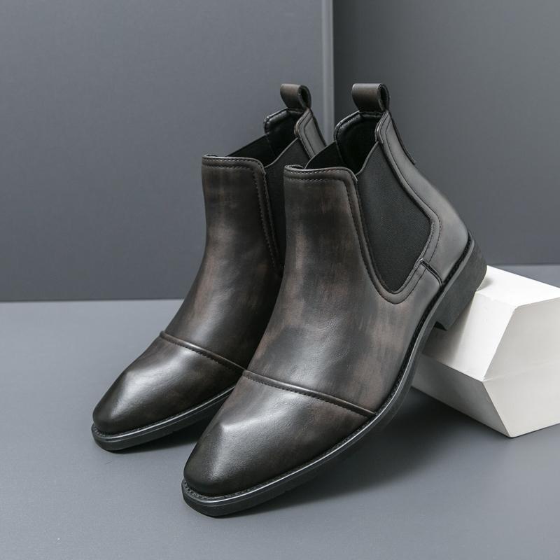 

Классические мужские деловые ботильоны темно-коричневого цвета, мужские, легкие, удобные, из высококачественной кожи, социальные ботинки, размеры 38-46 46 чёрный