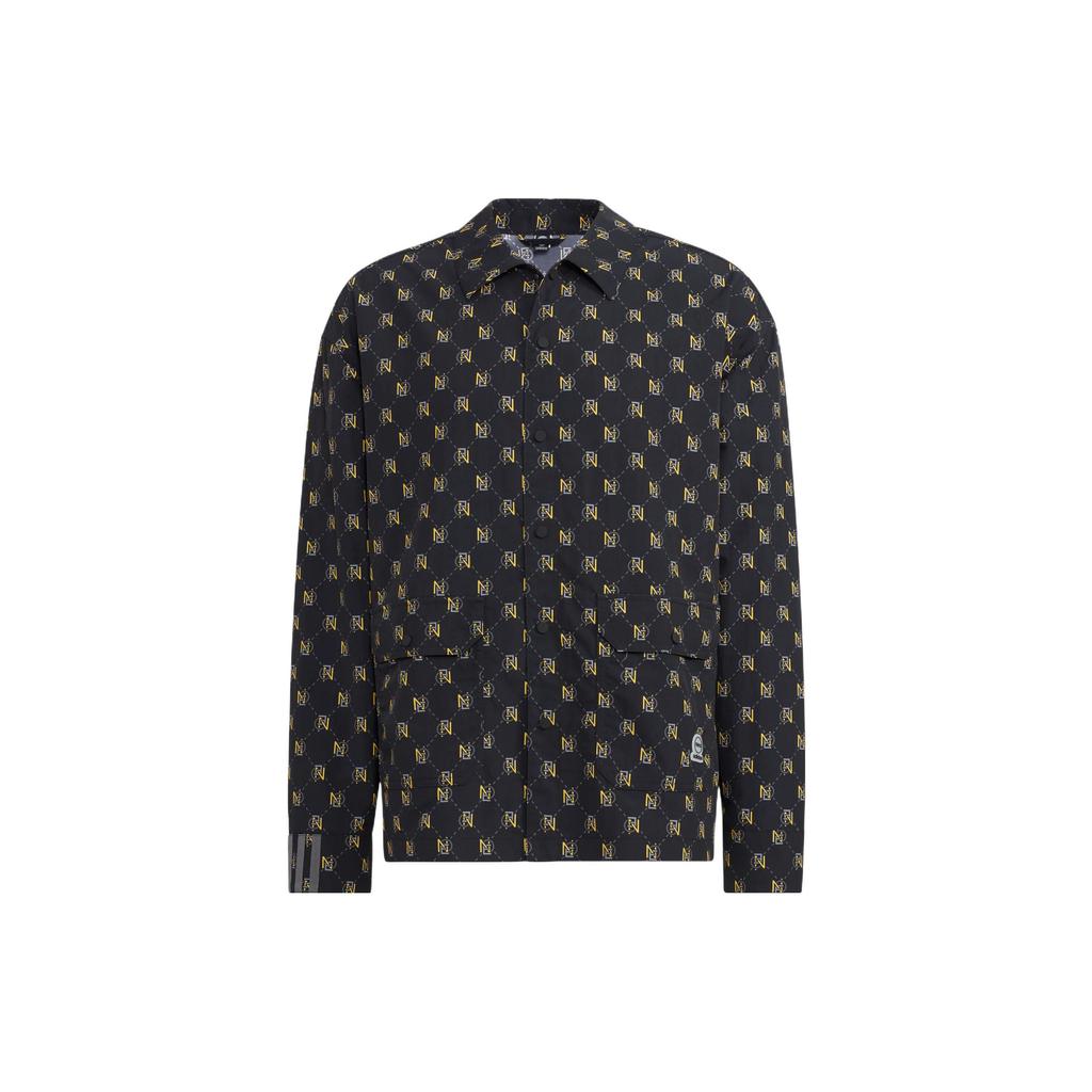 Adidas Neo Shirt Collar Print Hidden Stripe Single-Breasted Jacket Autumn Men Jacket Black HM2037