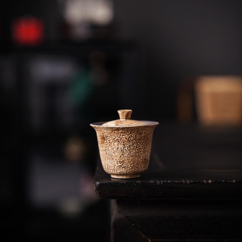 

Ретро Набор чайных пиал с меандровым узором из грубой керамики - Подарок для одного домохозяйства, чашка для кунг-фу