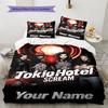 Name Custom Tokio Hotel Pattern Bedding Set Quilt Cover Pillowcase Home Decor Gift (1 * Duvet Cover + 2 * Pillowcase, Without Core)