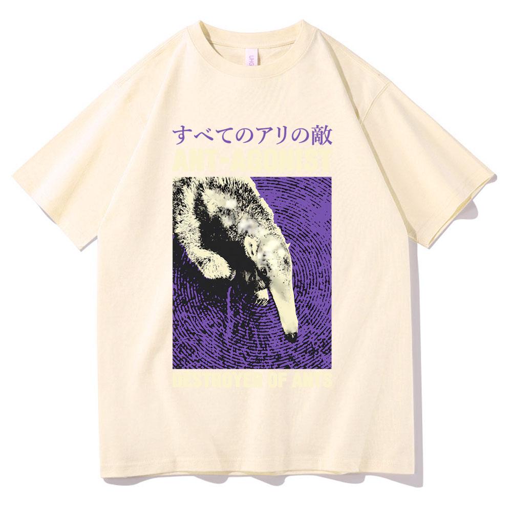 Ant Agonist Destroyer of Ants Tshirt Funny Meme Japanese Anteater Print Tshirt Men Women Casual Oversized Crewneck Short Sleeve