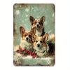 Vintage Christmas Corgi Metal Tin Sign, Retro Iron Wall Art for Gym, Cafe, Garage, Restaurant, Home, Forest, Garden - Indoor & O