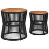 VidaXL Garten-Beistelltische 2 Stk. mit Holzplatte Schwarz Poly Rattan