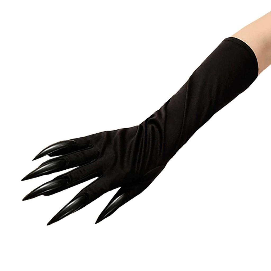 Czarne Rękawiczki Szpon Ducha na Halloween z Długimi Pazurami do Kostiumów Cosplay