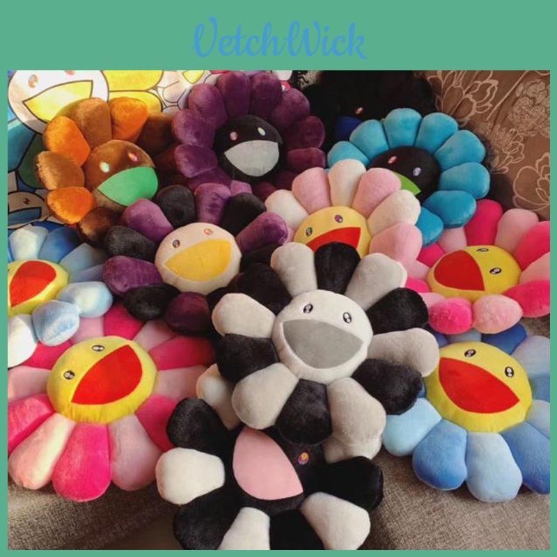 Vícebarevný 40cm Takashi Murakami Duha Květina Polštář Plyšový S Usměvavými Tvářemi