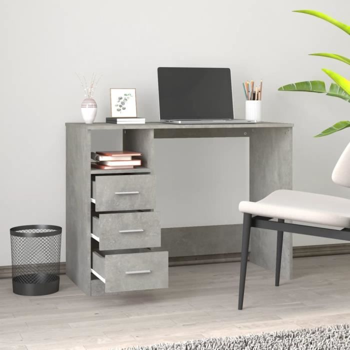 VidaXL Desk with Drawers Concrete Grey 102x50x76 Cm Engineered Wood 823036