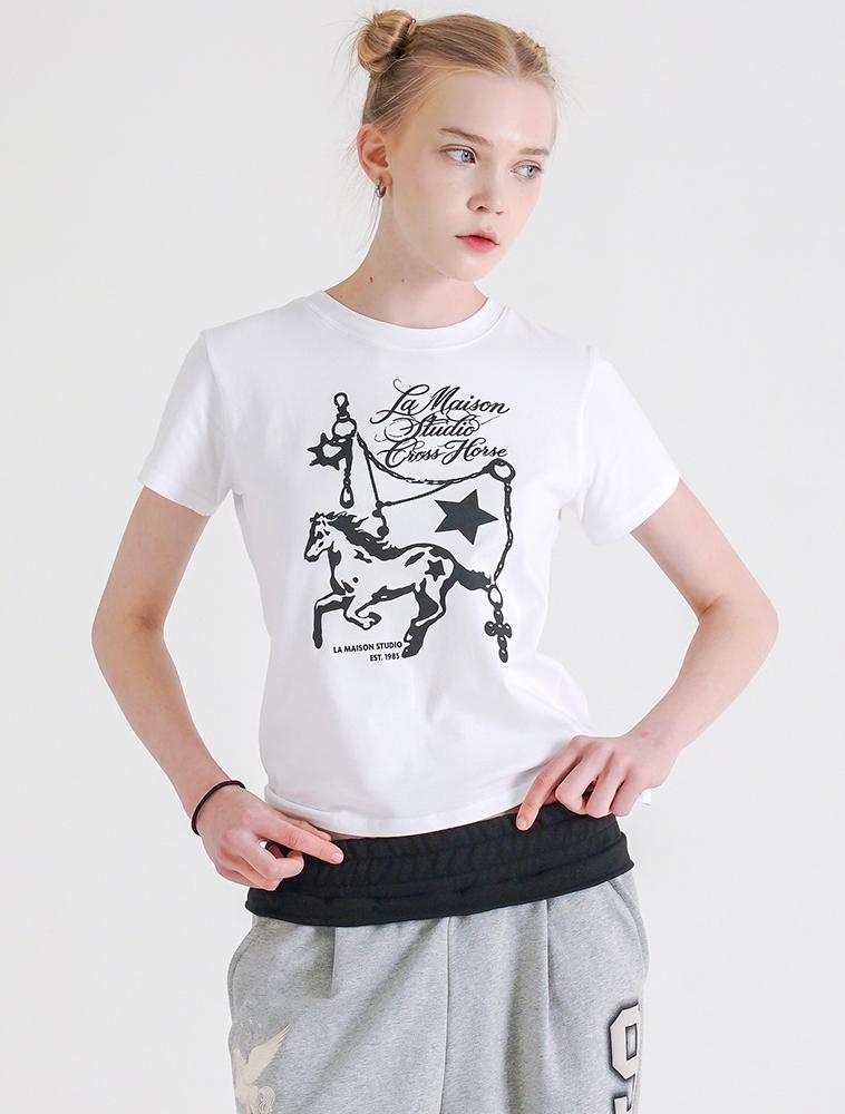 LA MAISON STUDIO Pony Jewelry Short Sleeve T-Shirt White (Fcg2Ts771W)