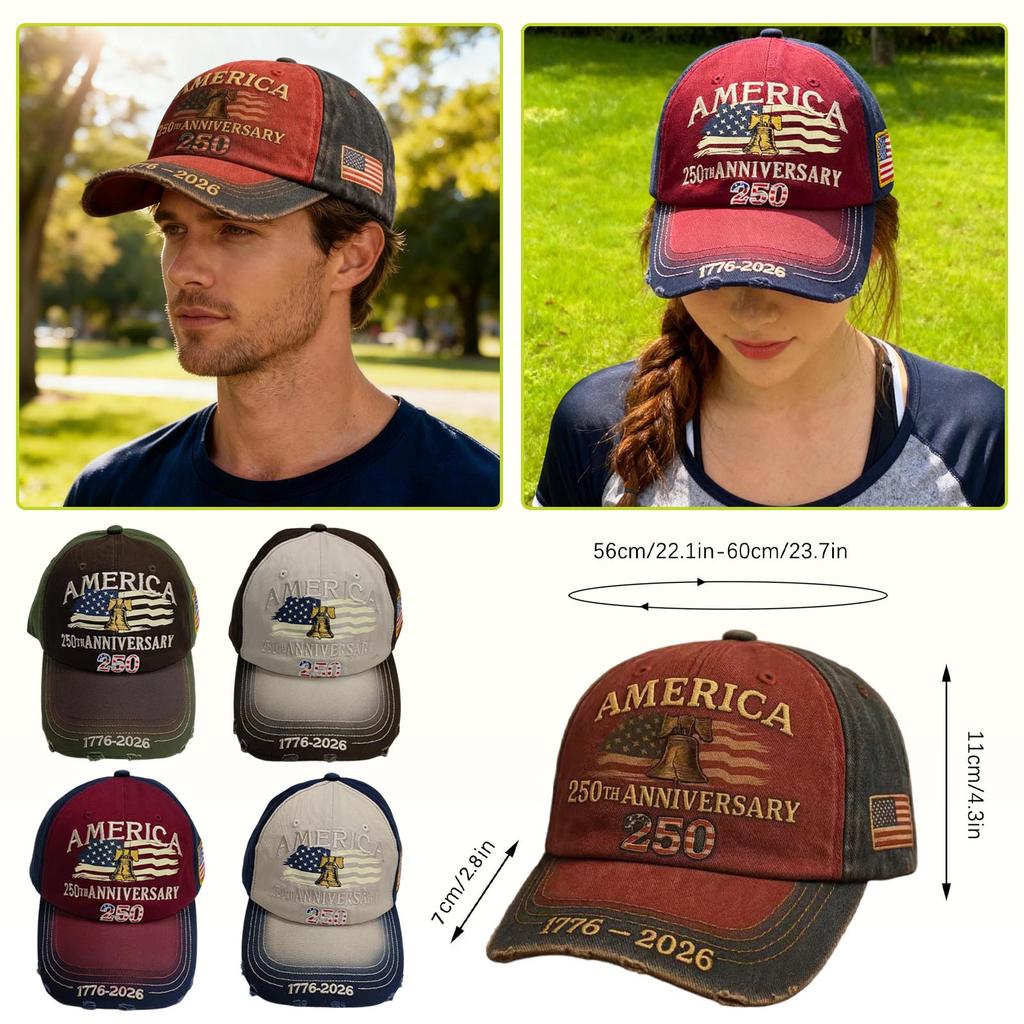 American 250th Anniversary Commemorative Hat Baseball Cap Embroidered Baseball Cap