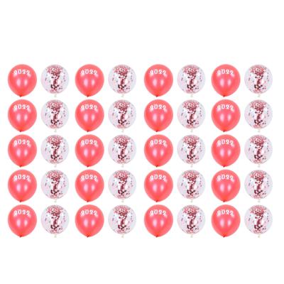 40Pcs Party Balloons 12in 2022 Theme Red and Red Confetti Wide Application Latex Balloons
