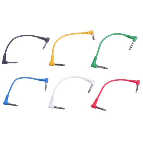 Audiophile Effects Patch Cables, 6.35mm Right Angle, Approx. 10cm (17cm), Noise Reduction, Shielded, Set of 6