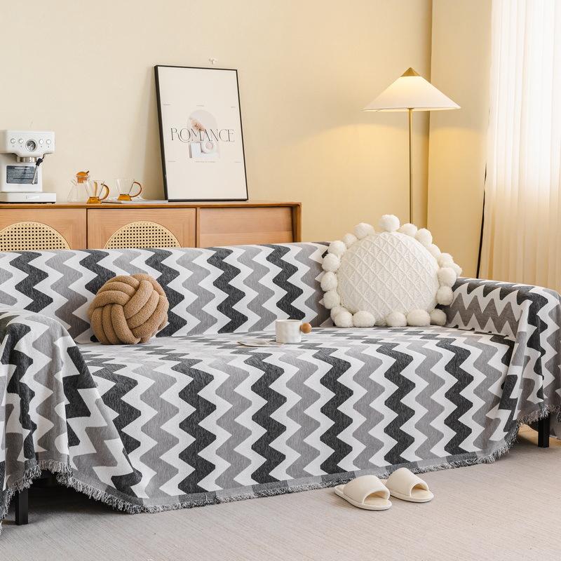 EIFLOY-Striped Chenille Couch Cover Blanket, for Sofa Corner, 2, 3 Seater, Sofa Towel Throw, One Piece, Universal for Pets Kids