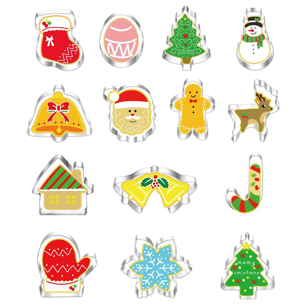 

14pcs Stainless Steel Christmas Biscuit Cutting Mold Snowflake Bell Snowman New