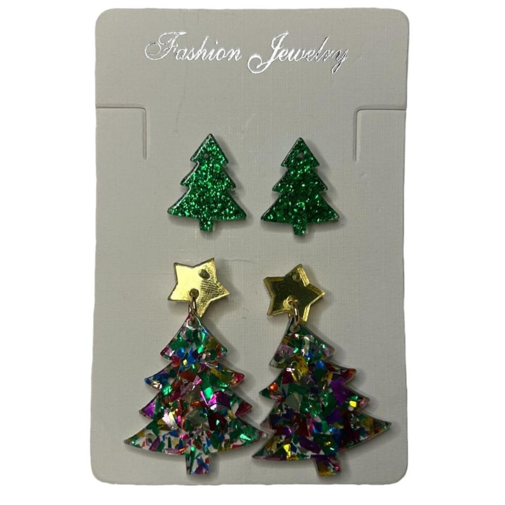 Christmas Series Stud Earrings - Tree, Gloves, Reindeer & Snowman Designs for Women