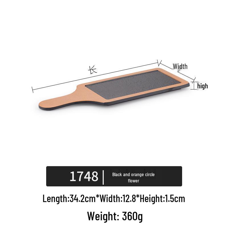 Creative Melamine Plate with Handle - Japanese Imitation Porcelain for Pizza, Steak, and Barbecue