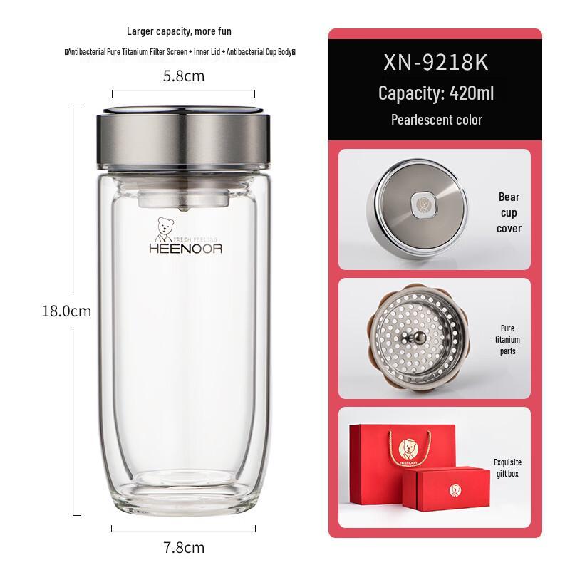 Xino Egg-Shaped Double-Layer Glass Water Bottle