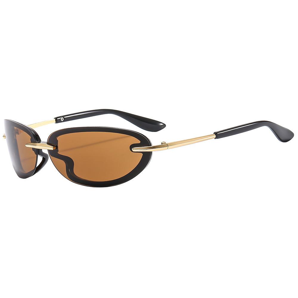 Hong Kong Style Oval Retro Sunglasses Street Photography Vacation Trimmed Sunglasses Women'S Glasses