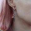 Gothic Punk Double Ring Spike Dangle Earrings in Stainless Steel