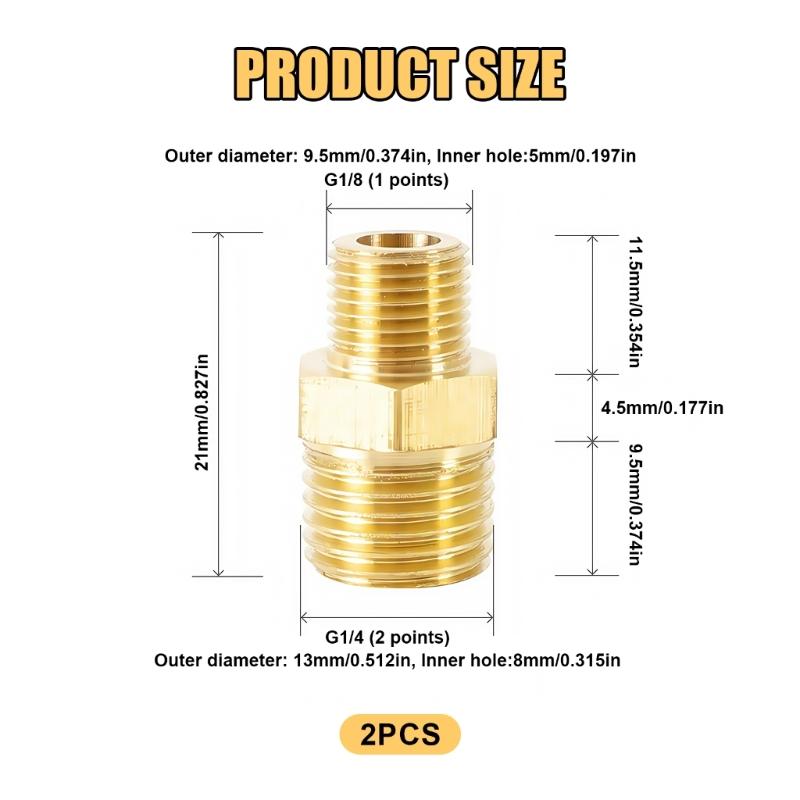 Strong Double Male Threaded Brass Fitting Universal Pipe Connector Univsersal Pipe Adapter for Home & Industrial Use