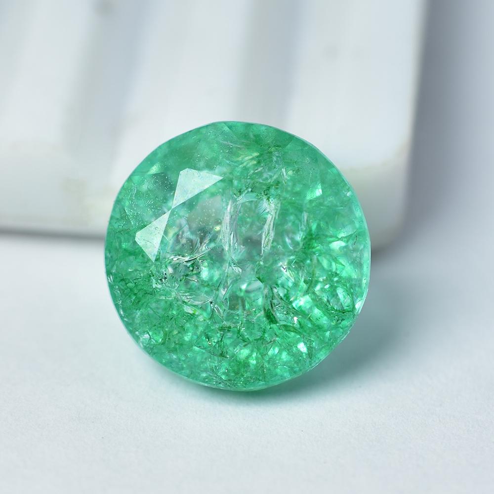 Natural Green Emerald Loose Gemstone Colombian Round Cut 14.65 Ct for Jewelry Making and Crafts