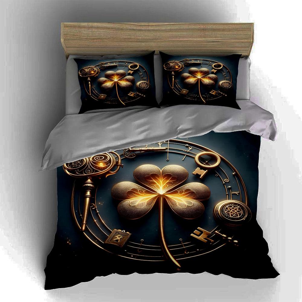 Golden clover design Bedding Duvet cover sets Duvet covers Pillowcases gifts (1 * Duvet Cover 2 * Pillowcases, without duvet insert)