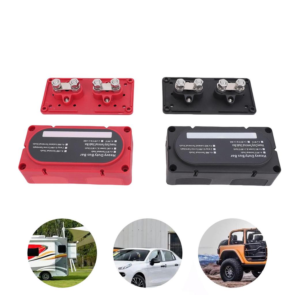 300A High Current 4 Position Bus Bar with M10 Studs Pure Copper Power Distribution Block for Car RV Boat
