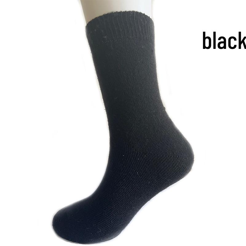 Unisex Warm Wool Mid-Calf Terry Socks - Solid Color Autumn/Winter Style