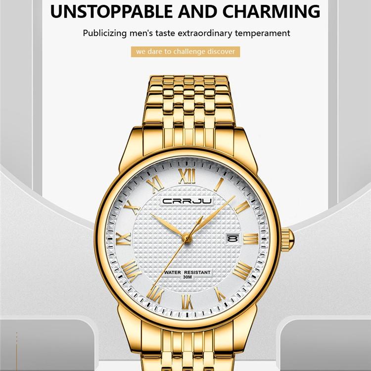 CRRJU Watch 5010 New Steel Strap Men's Watch Simple Fashion Calendar