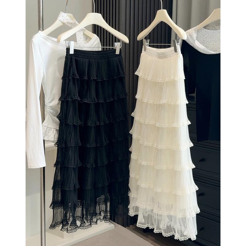Spring and Summer Gentle Wind Mesh Layer Cake Skirt Girl New Temperament Thin Medium and Long Fluffy Fairy Skirt