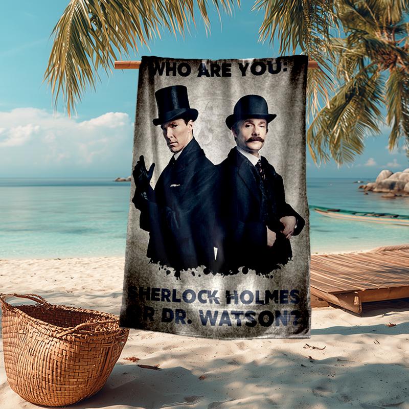 Ultra-Soft Beach Towel with Sherlock Holmes Theme,Ideal for Pool - Camping, Diving - Perfect Travel Essential, Vibrant Beach Towel.