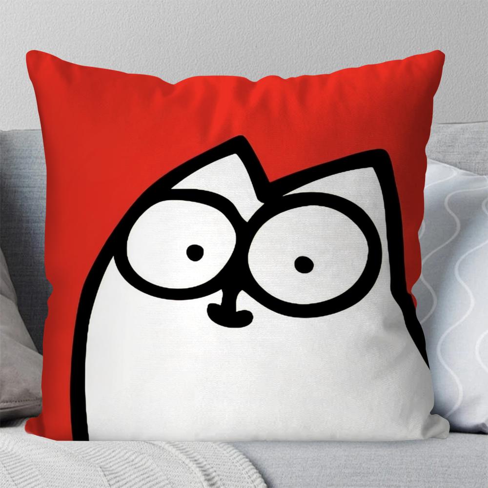 Cartoon S-Simons-Cat Cute Pillow Case Square Pillow Bedroom Sofa Leisure Comfort Cushion Car Living Room Home Decoration 40X40
