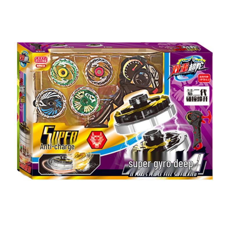 Free Shipping Dual Alloy Burst Gyro Toy - Magic Light Pull String Battle Gyro