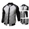 Men Coat Stand Collar Contrast Colors Big Pockets Patchwork Casual Baseball Jacket for Daily Wear