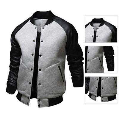 Perchero para Abrigos de Hombre Cuello Alto Colores Contrastantes Bolsillos Grandes Patchwork Informal Chaqueta de Béisbol para Uso Diario