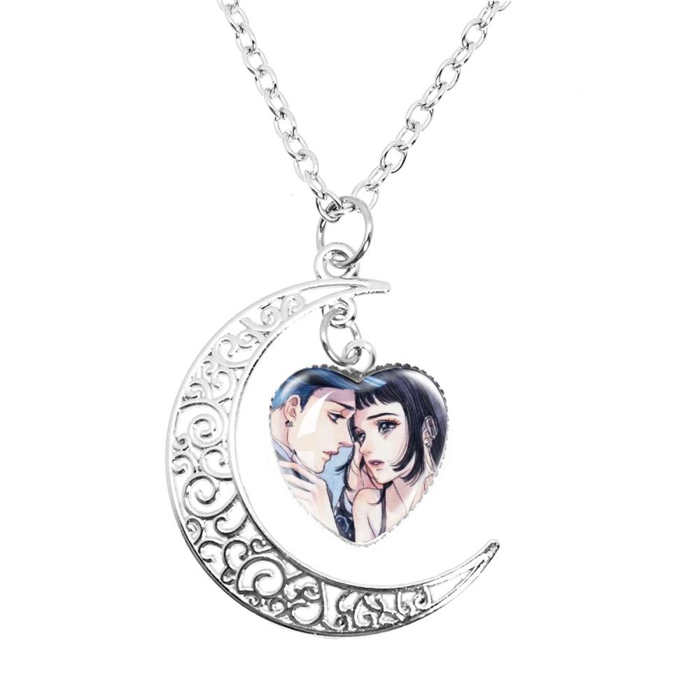 Anime Paradise Kiss Yukari Hayasaka Miwako Sakurada The Moon Necklace Glass Heart Shape Pendant Necklace Jewelry Charm Fans Gift