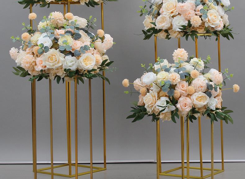 Simulated Silk Floral Arrangement: Round Flower Ball for Aisle, Table, or Wedding Stage Decoration.