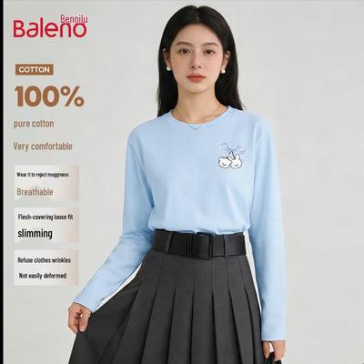 Baleno Women's Cherry Bear Print Long Sleeve Cotton T-Shirt