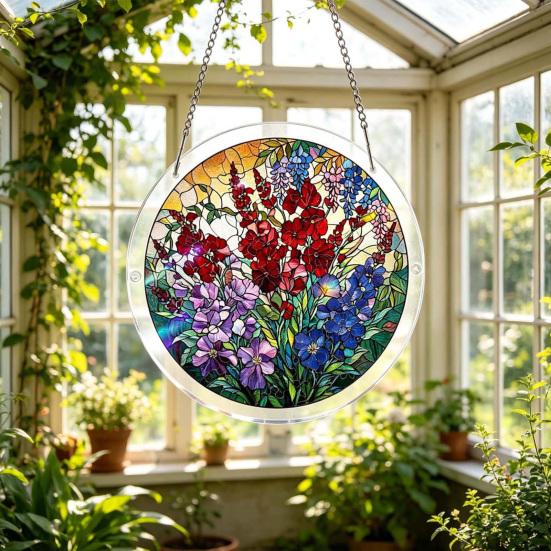 Skládačka Suncatcher, DIY puzzle Akrylový Suncatcher, Vitrážový závěsný ornament pro domácnost, Zahradní dekorace, Dárek pro ženy, Maminku, Přátele