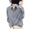 Women's Long-sleeved Striped Shirt Loose Autumn Cotton Shirt Bottoming Top