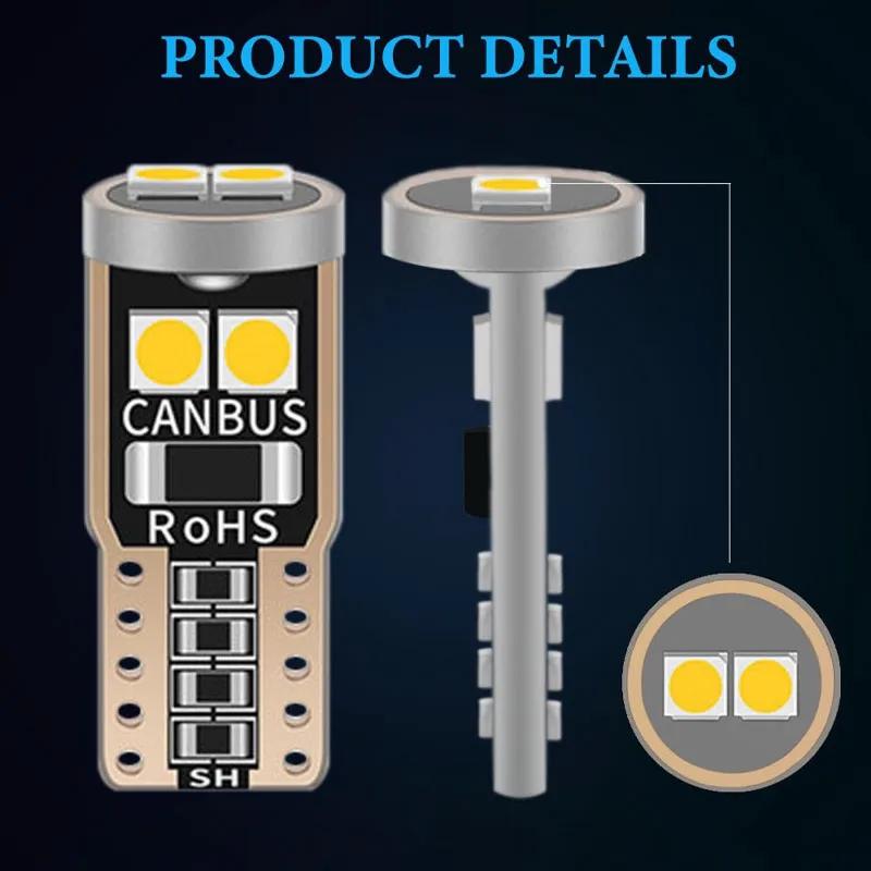 10Pcs T10 W5W 6SMD 3030 Super Bright LED Canbus No Error Car Interior Reading Dome Lights Auto Parking Lamp Wedg