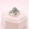 Moss Agate Coffin Ring Sterling Silver 925, Green Gemstone Statement Ring, Natural Moss Agate Boho Gothic Ring