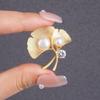 Gold Color Ginkgo Leaf Brooches Pins For Women Shiny Crystal Zircon Pearl Plant Brooch Corsage Wedding Party Clothing Jewelry