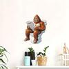 3D Funny Cartoon Gorilla Reading Newspaper Toilet Wall Sticker Self-Adhesive Waterproof Removable Bathroom Home Decor Art