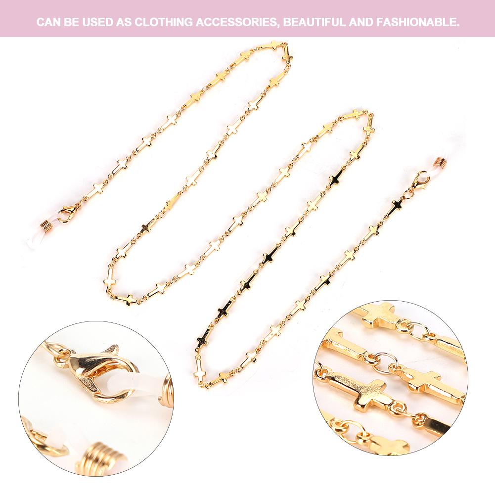 Eyeglasses Cord Alloy Anti-Slip Strap Rope Glasses Chain With Rood Decoration