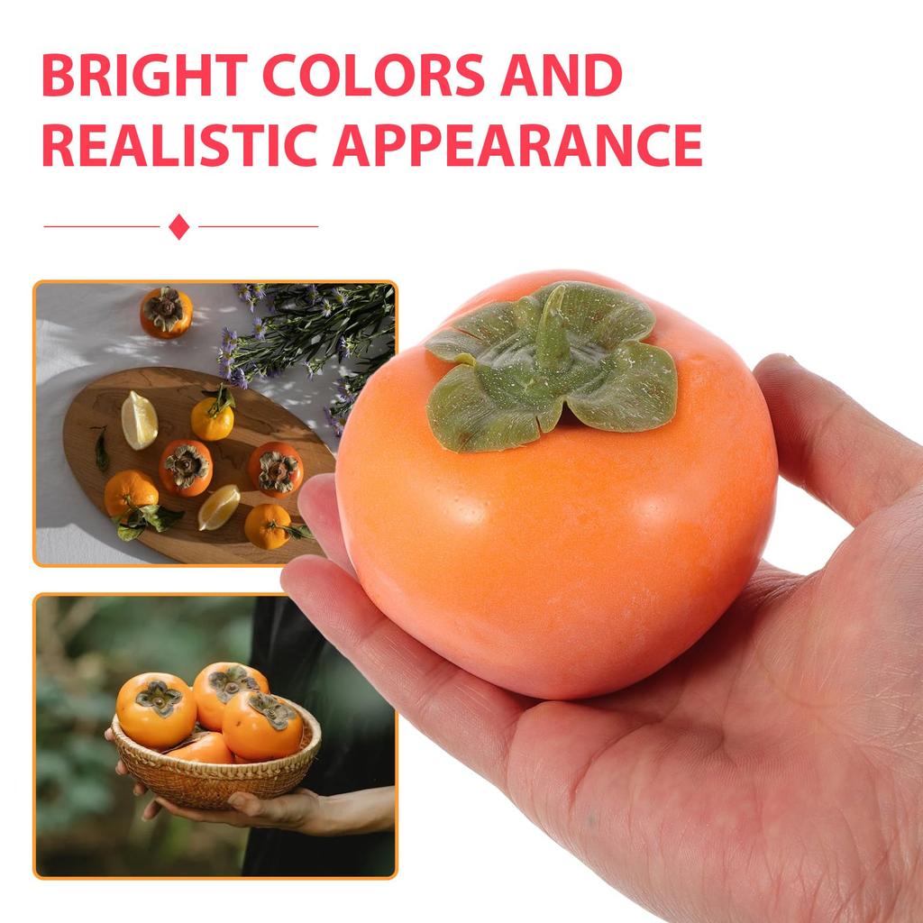 DOITOOL Lebensmittelexemplar 6 Kaki Gelbe Kaki Figur Fruchtmodell Fruchtdekoration Imitations-Kaki Fruchtpräsentation Interieur Gelbe Kaki