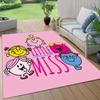 Mr. Men and Little Miss2 Flannel Pattern Square Carpet,Area Rug,Carpet Rug for Living Room Bedroom Sofa Playroom Decor,Non-slip Floor Mat