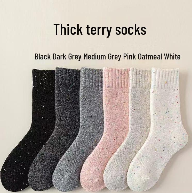 

Женские зимние шерстяные плюшевые носки до середины икры - Толстые теплые махровые для дома и сна Pink