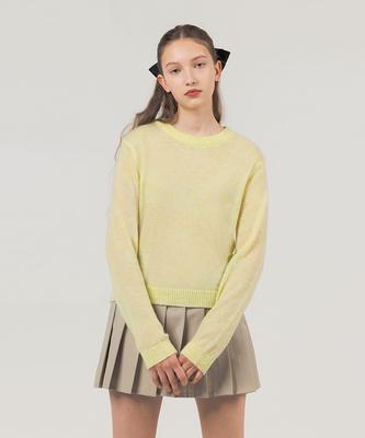 ROLAROLA Crew Neck Crop Knit Lemon